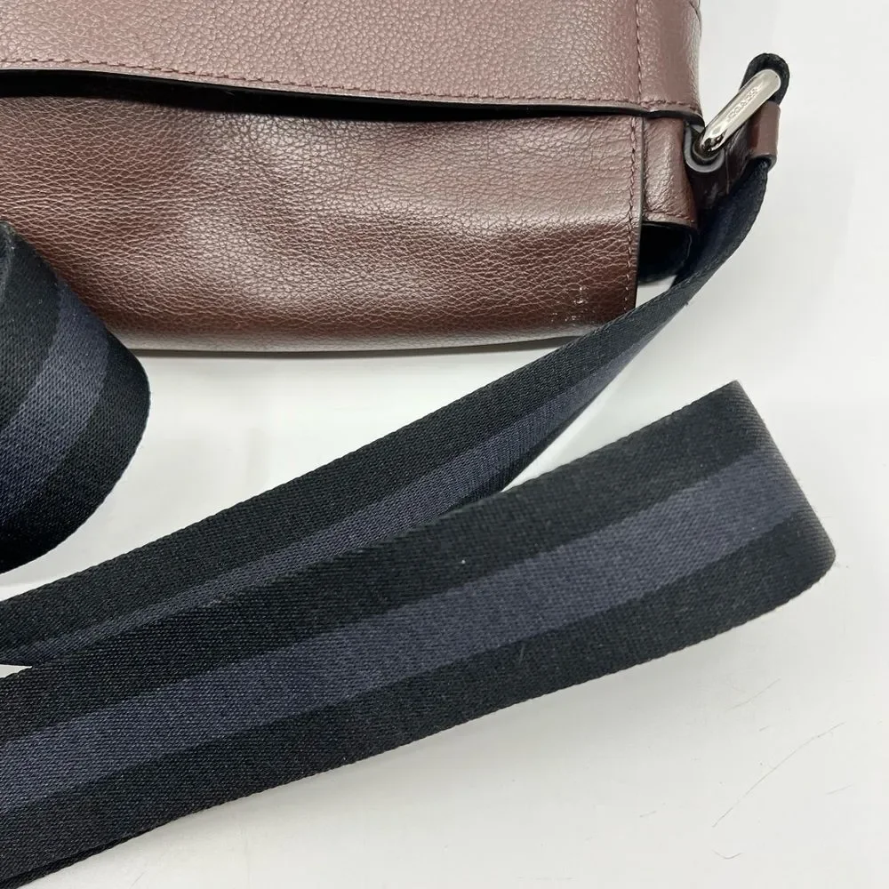 Coach Unisex Charles Brown Leather Crossbody Messenger Bag F72362